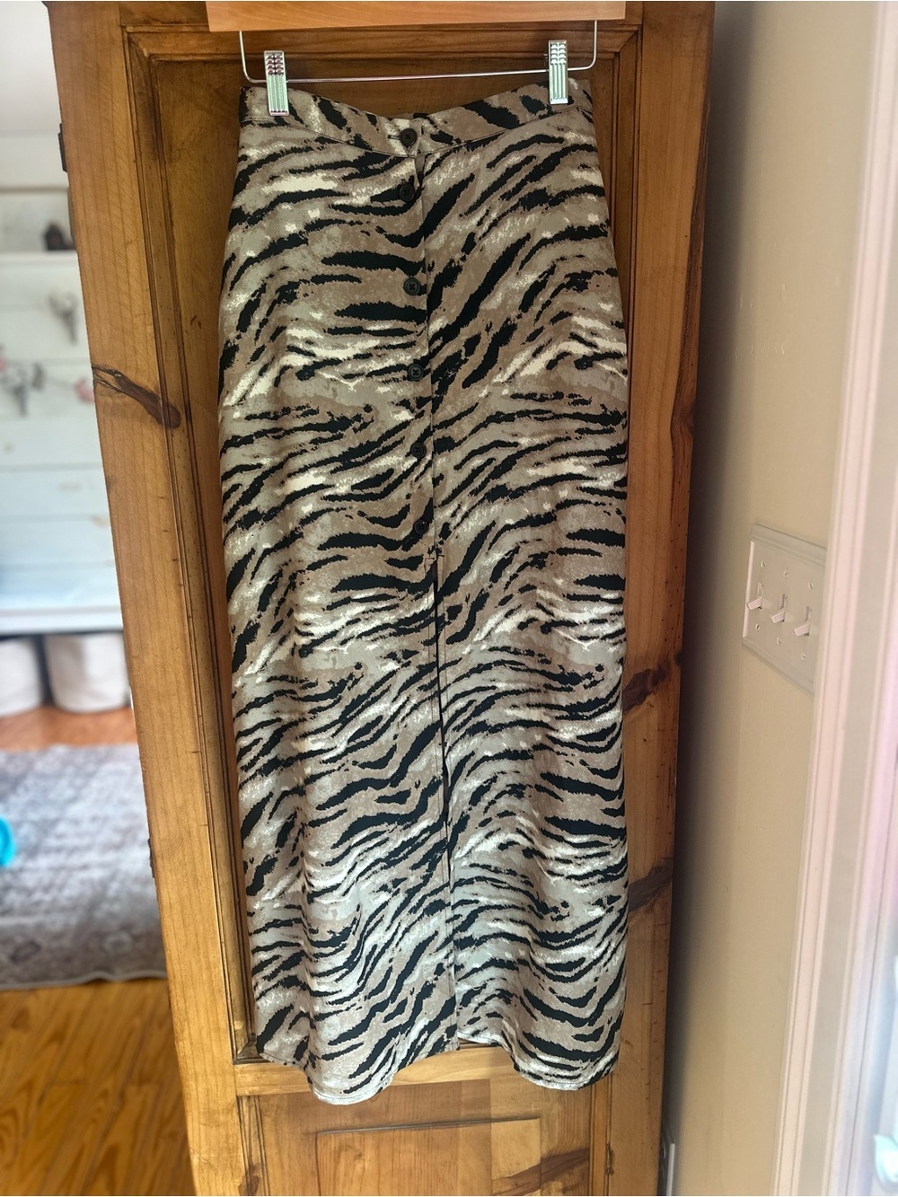 Animal Print Zebra Maxi Skirt Size 2